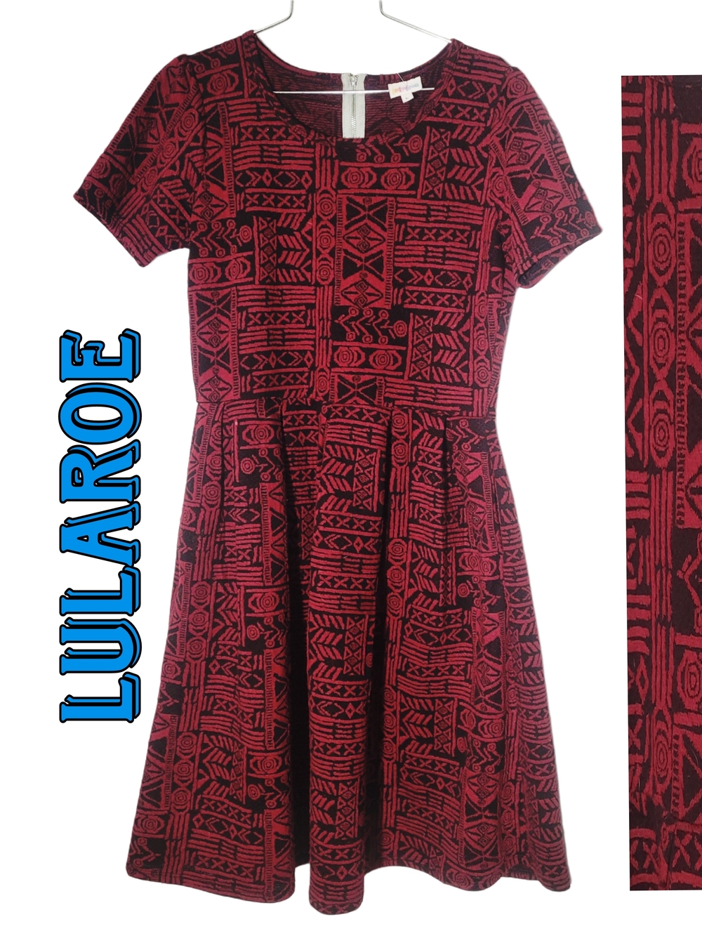 LuLaRoe Amelia Red and Black Texture Patterned Midi Dress